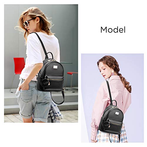 I IHAYNER Girls Fashion Backpack Cute Leather Backpack Mini Backpack Purse for Women Satchel School Bags with Pompom Casual Travel Daypacks White