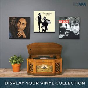 Ilyapa Wood Vinyl Record Shelf Wall Mount, 8 Pack - Black Record Album Holder Display Your LP