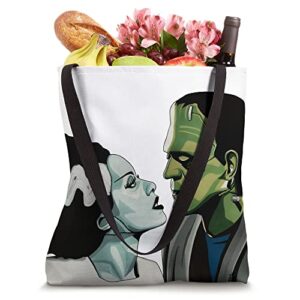 Frankenstein Monster & Bride Halloween Romantic Kiss Scene Tote Bag