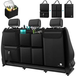 car trunk organizer with cooler, hanging car organizers and storage with large pockets, zippers detachable seat back organizers storage, waterproof car storage trunk organizer for jeeps, suvs, black