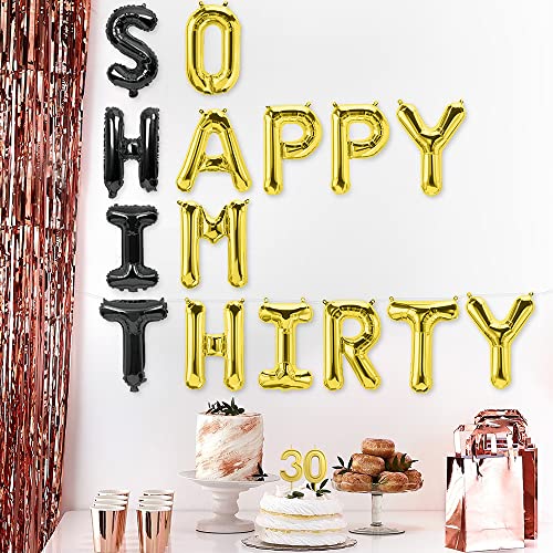 DOMBIT 30th Birthday Candles with So Happry I’m Thirty Balloons, 2.75” Gold Number Candles for Cake Topper Decoration Happy Birthday Party Wedding Anniversary Supplies