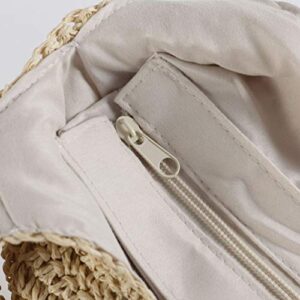 KESYOO Women Handcraft Tote Bag Natural Chic Straw Bag Hand-Woven Crochet Handbag Casual Shoulder Bag Hobo Bag (Beige) Beach Bag