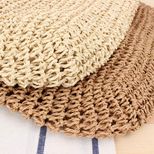 KESYOO Women Handcraft Tote Bag Natural Chic Straw Bag Hand-Woven Crochet Handbag Casual Shoulder Bag Hobo Bag (Beige) Beach Bag