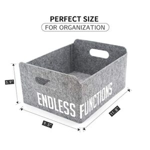 ENDLESS FUNCTIONS - Felt Printed Collapsible Stoage Bin, (Gray - Endless Functions)
