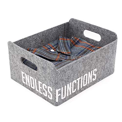 ENDLESS FUNCTIONS - Felt Printed Collapsible Stoage Bin, (Gray - Endless Functions)