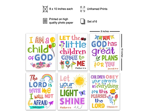 Bible Verse Wall Art - Scripture Wall Art - Christian Wall Art for Kids, Boys, Girls Bedroom - Religious Gifts for Kids - Aesthetic Wall Collage Kit - God Wall Decor - Positive Inspirational Quotes