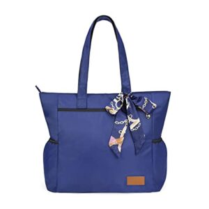 cloudmusic gym tote shoulder bag shopping travel for girls women(dark blue)