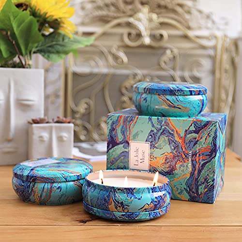 LA JOLIE MUSE Citronella Candles Outdoor, Large Citronella Candles for Patio Set 3, Natural Soy Wax, 3 Wick Candle, Outdoor & Indoor, 11.6 Oz