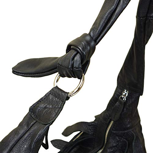 Segater® Women Black Sheepskin Hobo Bag Genuine Leather Patchwork Tassel Shoulder Bag Stripe Leisure Handbag and Purses Splice Crossbody Bags