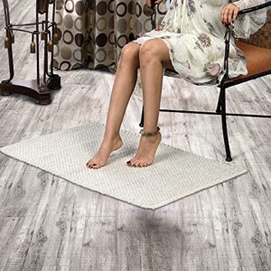 SAVON Hand Woven Wool Area Rug 3x2 Footmat Doormat Woven Solid Off White