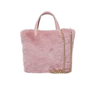 tanosii faux fur tote bag furry handbag fluffy shoulder bag top-handle bag crossbody bag for women small pink