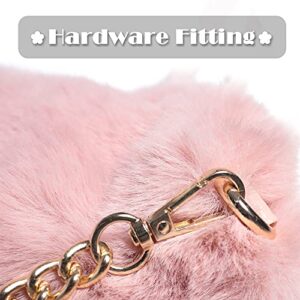 TANOSII Faux Fur Tote Bag Furry Handbag Fluffy Shoulder Bag Top-handle Bag Crossbody Bag for Women Small Pink