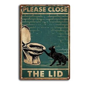 skiygth tin sign black cat please close the lid bathroom restroom vintage metal tin sign retro poster 8x12inch