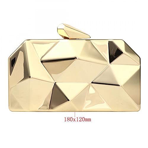 Women Geometric Lattice Pattern Metal Evening Bag Bridal Prom Crossbody Bag Party Clutch Wedding Purse with Chain (Silver)