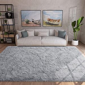 hqayw modern fluffy area rug, shaggy rugs for bedroom living room ultra soft shag fur carpets for kids girls nursery plush fuzzy rug cute home decor rug, 4′ x 6′, grey