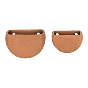 Main + Mesa Modern Boho Stoneware Wall Mount Planters, Terracotta, Set of 2 Sizes