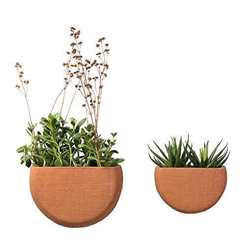 Main + Mesa Modern Boho Stoneware Wall Mount Planters, Terracotta, Set of 2 Sizes