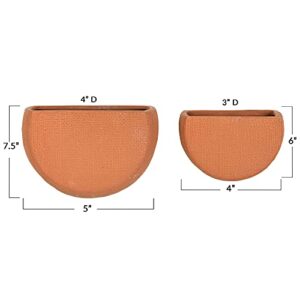 Main + Mesa Modern Boho Stoneware Wall Mount Planters, Terracotta, Set of 2 Sizes