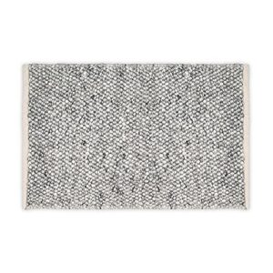 SAVON Hand Woven Wool Area Rug 3x2 Footmat Doormat Gray Woven Straw Weave Pattern