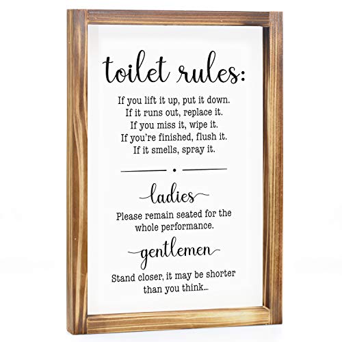 Toilet Rules Bathroom Sign 11x16 Inch - Bathroom Rules Sign, Toilet Rules Sign For Bathroom, Rustic Bathroom Rules Sign, Guest Bathroom Wall Decor, Bath Signs For Bathroom Decor Bathroom Rules Signs