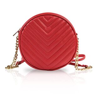 rcfj b y k l a n d round crossbody bag for women,pu leather shoulder bag with metal chain strap, cellphone purses with zipper