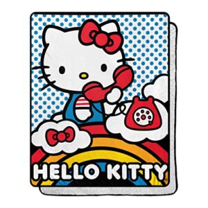 northwest hello kitty on the phone silk touch sherpa throw blanket, 40″ x 50″