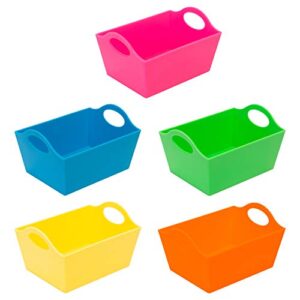 simplify neon, 5 pack, mini storage containers, bins, drawer, office organization, good for toys, hair accessories, bobby pins, q-tips, small items