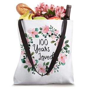 100 Years Loved Men Women 100 Years Old Cool 100th Birthday Tote Bag