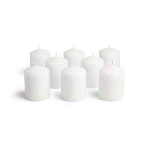 Cone Top Pillar Candles by Bask - Set of 8 - 3" x 4" Dripless Unscented Candles in White for Home Decor, Relaxation & All Occasions