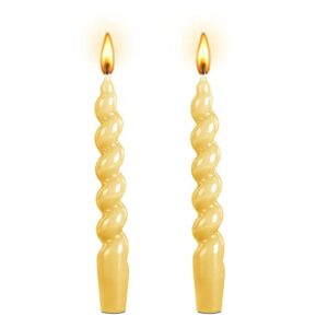 spiral taper dinner candles – conical stick candles, h 7.5inch, unscented, aesthetic candle, 3/4 taper candles, long votive candles,christmas giftt,chime candles(yellow)