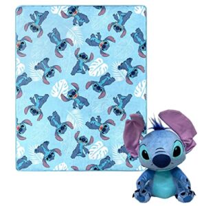 northwest lilo & stitch classic palms character hugger pillow & silk touch throw blanket set, 40″ x 50″