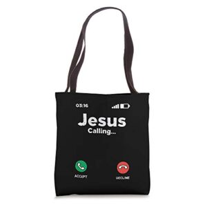 jesus calling god christ faith religious christian gift tote bag