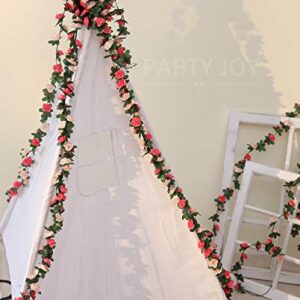 PARTY JOY 5pcs 41Ft Flower Garland Fake Rose Vine Artificial Flowers Hanging Rose Ivy Hanging Baskets Wedding Arch Garden Background Decor (Pink, 5)