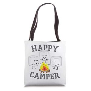 marshmallows happy camper tote bag
