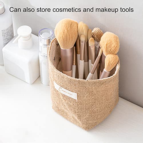 Kripyery Storage Basket, Foldable, Space-Saving Cotton and Linen Cosmetic Hanging Bag for Home Decoration, Toy Cosmetics Storage Basket, Creative Fabric Finishing Frame (2)