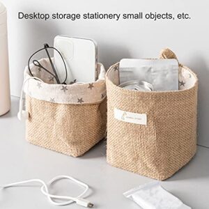 Kripyery Storage Basket, Foldable, Space-Saving Cotton and Linen Cosmetic Hanging Bag for Home Decoration, Toy Cosmetics Storage Basket, Creative Fabric Finishing Frame (2)