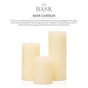 BASK Mottled Pillar Candles - Unscented Ivory Pillar Candles Set of 3 - Dripless Large Candles Pillar - Smokeless Ivory Pillar Candles for All Occasions