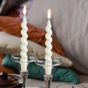 Gedengni Spiral Taper Dinner Candles Conical Stick Candles H 19 cm for Holiday Wedding Party,Beige