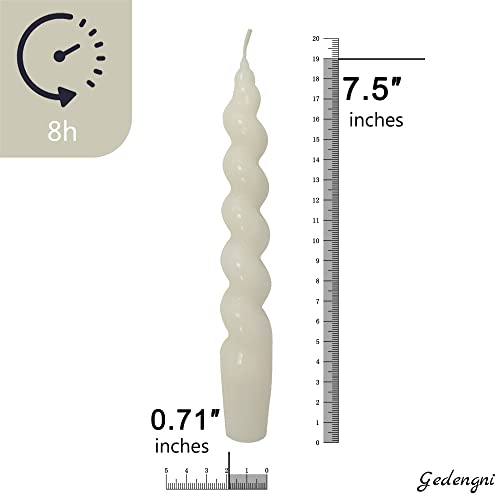 Gedengni Spiral Taper Dinner Candles Conical Stick Candles H 19 cm for Holiday Wedding Party,Beige