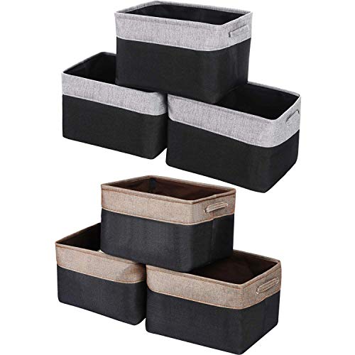 WEHUSE Black and Brown Storage Baskets for Shelves Closet Bins Bundle