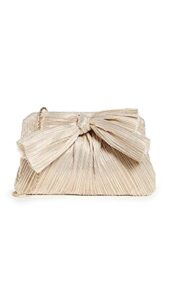 loeffler randall women’s rayne pleated frame clutch with bow, platinum, metallic, gold, one size