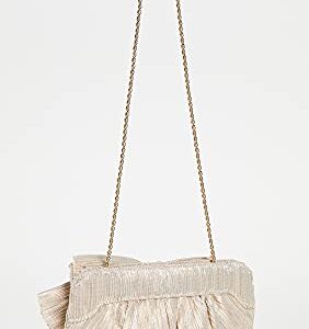 Loeffler Randall Women's Rayne Pleated Frame Clutch with Bow, Platinum, Metallic, Gold, One Size