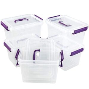 sosody 6 quart plastic storage box with lids and handles, 6 packs