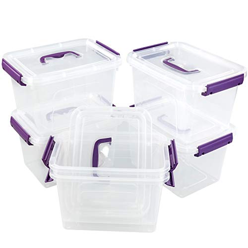 Sosody 6 Quart Plastic Storage Box with Lids and Handles, 6 Packs