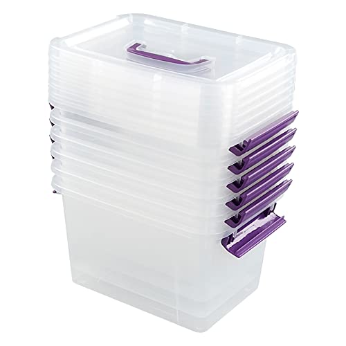 Sosody 6 Quart Plastic Storage Box with Lids and Handles, 6 Packs