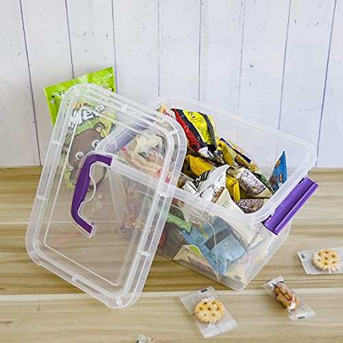 Sosody 6 Quart Plastic Storage Box with Lids and Handles, 6 Packs