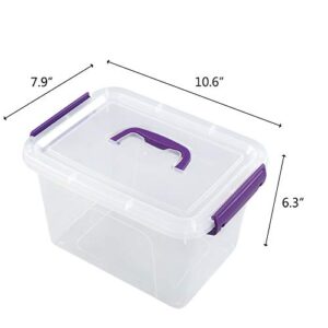 Sosody 6 Quart Plastic Storage Box with Lids and Handles, 6 Packs