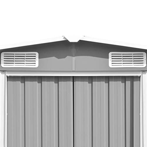 INLIFE Garden Storage Shed with 4 Vents Metal Steel Double Sliding Doors Outdoor Tood Shed Patio Lawn Care Equipment Pool Supplies Organizer 101.2"x154.3"x71.3"