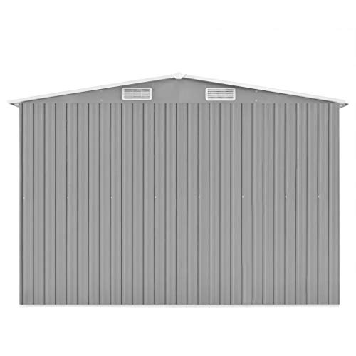 INLIFE Garden Storage Shed with 4 Vents Metal Steel Double Sliding Doors Outdoor Tood Shed Patio Lawn Care Equipment Pool Supplies Organizer 101.2"x154.3"x71.3"