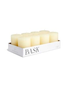 mottled pillar candles by bask – set of 8 – 3″ x 4″ dripless unscented candles in ivory for home decor, relaxation & all occasions